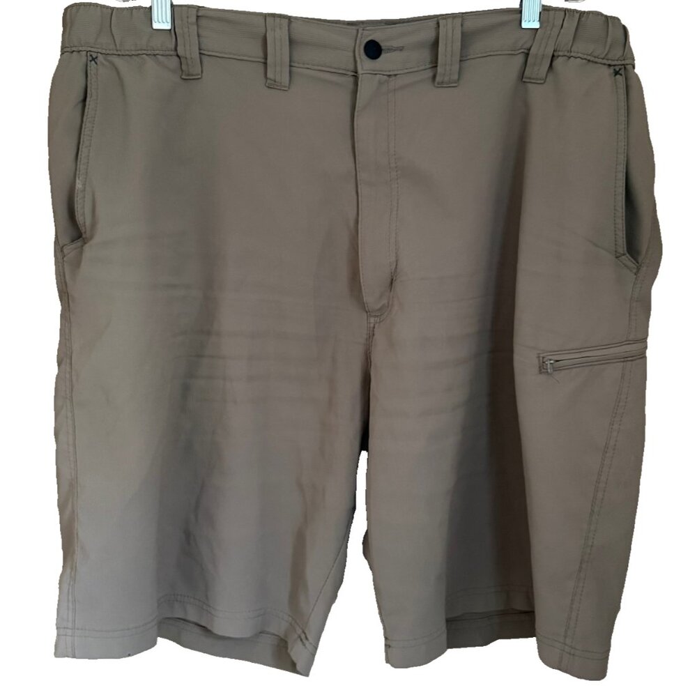 Wrangler Outdoor Performance Cargo Shorts 44 Khaki Zip Pocket Utility Gorpcore